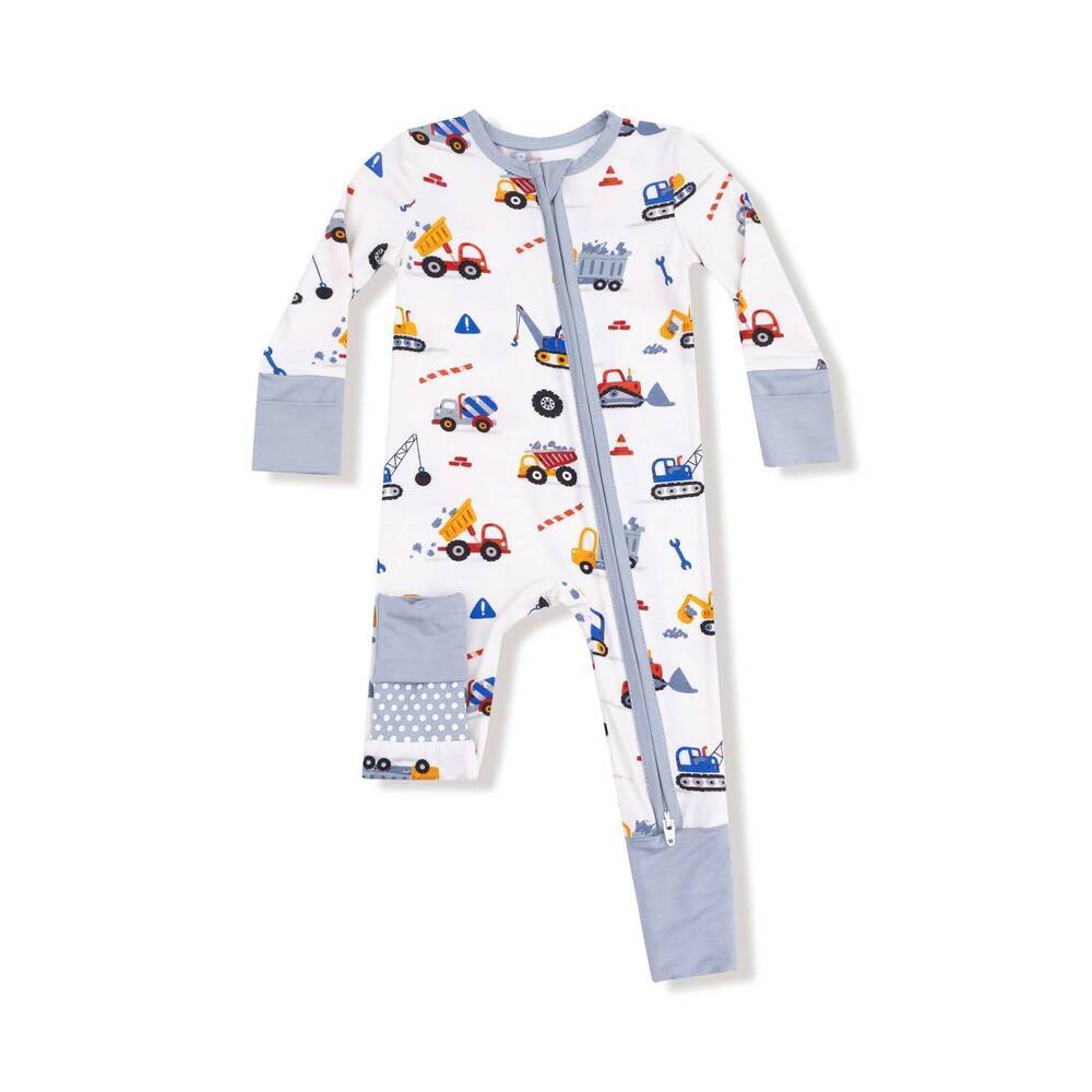 NEW ANGEL DEAR boys two way zipper romper in crayon construction